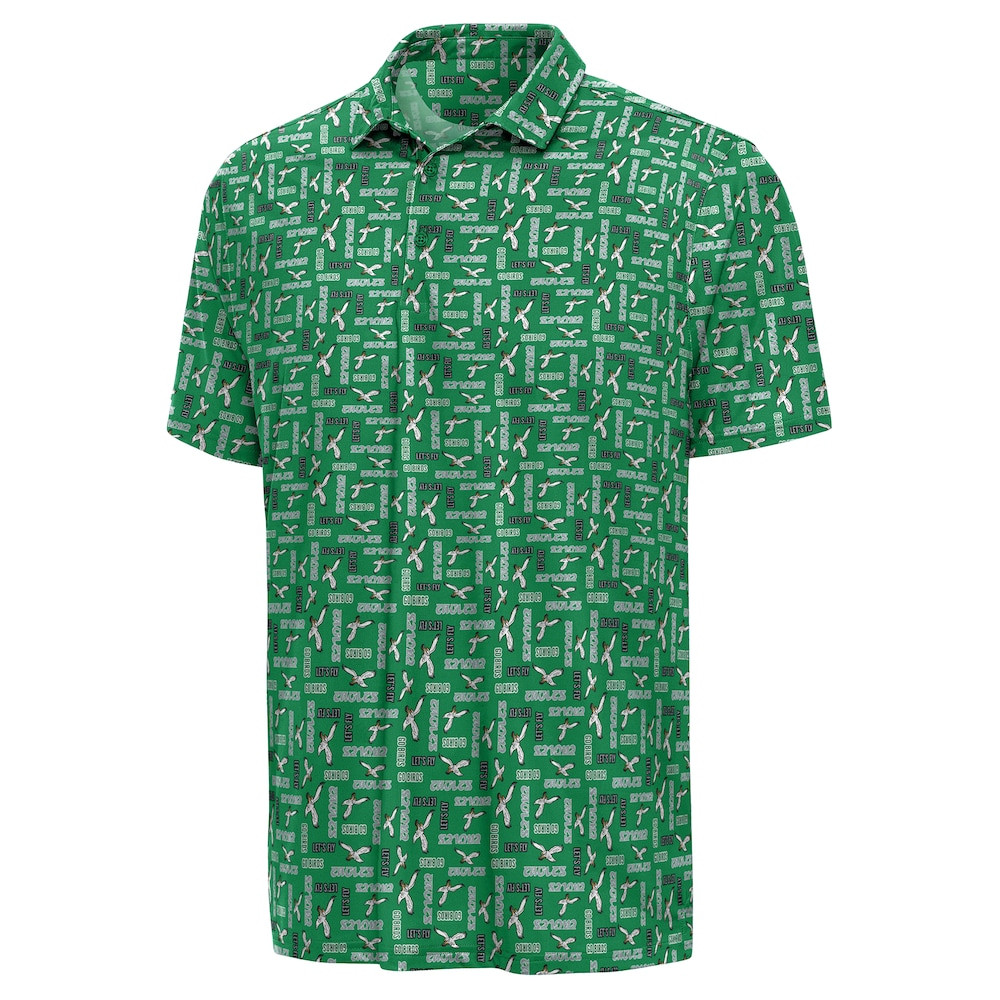 Philadelphia Eagles Merch - Men's Kelly Season Tickets Polo, Green - Antigua - Football Fan Present Ideas