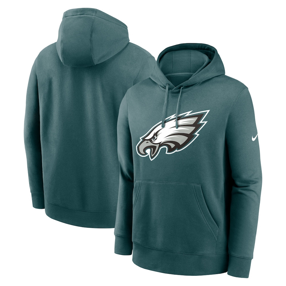 Philadelphia Eagles Merch - Men's Midnight Primetime Club Logo Hoodie, Green - Presents For Football Lovers