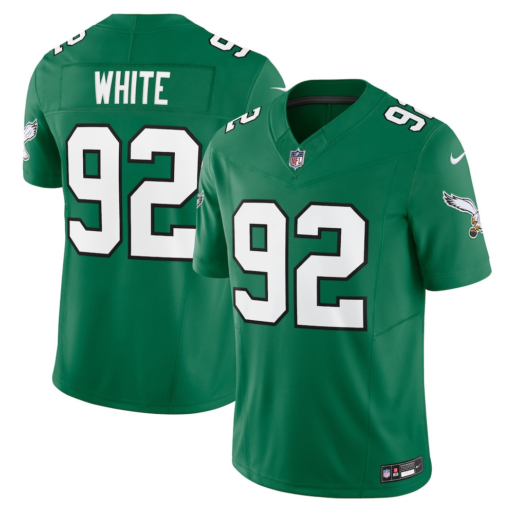 Philadelphia Eagles Merch - Men's Reggie Kelly Alternate Vapor F.U.S.E. Limited Jersey, White Green - Best Football Gifts
