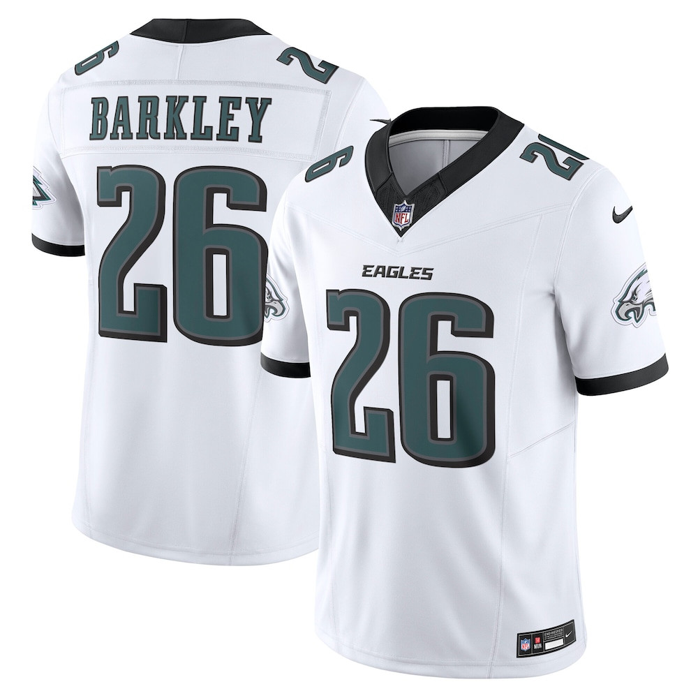 Philadelphia Eagles Merch - Men's Saquon Barkley Vapor F.U.S.E. Limited Jersey, White - Football Based Gifts