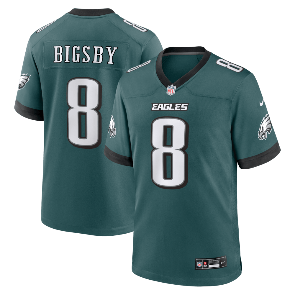 Philadelphia Eagles Merch - Men's Tank Bigsby Midnight Team Game Jersey, Green - Football Enthusiast Gifts
