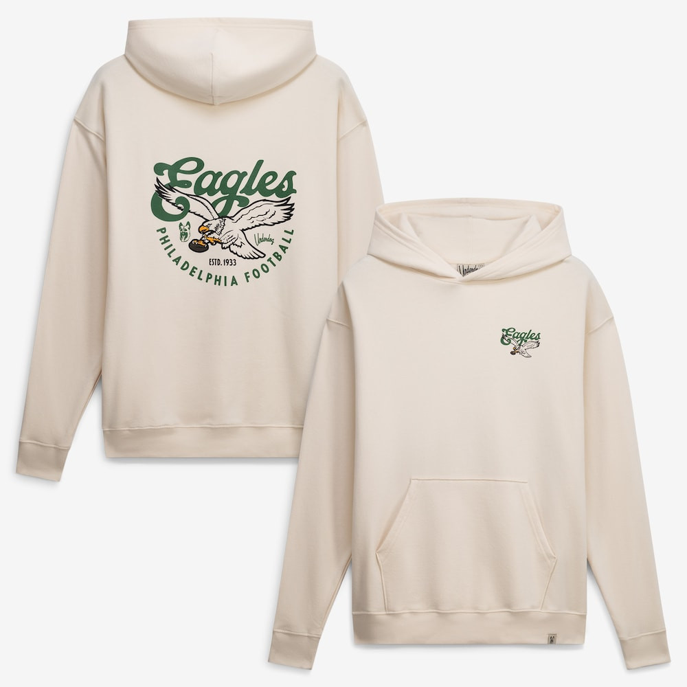 Philadelphia Eagles Merch - Men's Underdog Apparel x Cream Retro Graphic Hoodie - Gifts For American Football Fans