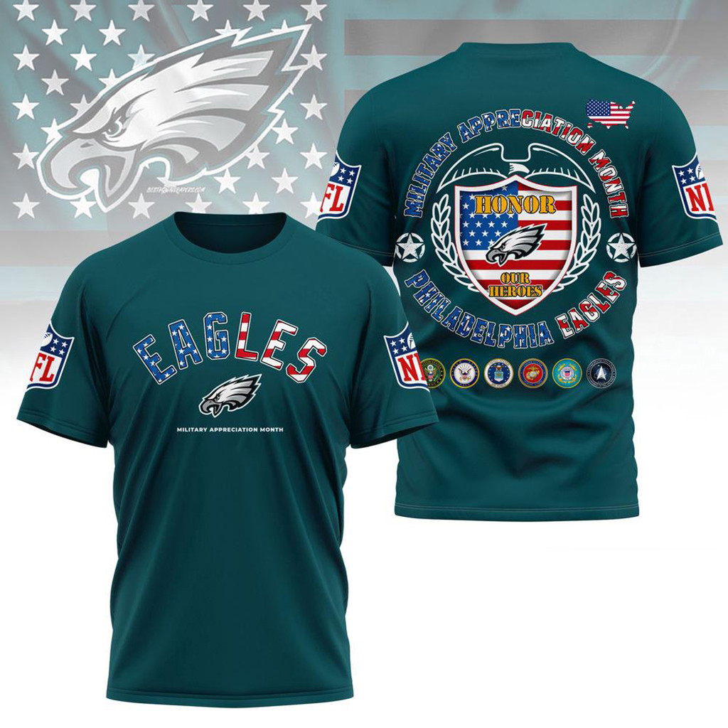 Philadelphia Eagles Military Appreciation Month Shirt Eagles Merch Birthday Gift For Husband