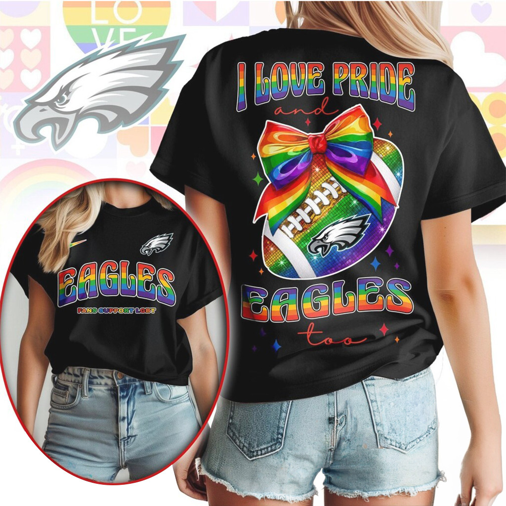 Philadelphia Eagles Pride Football Rainbow Love T-Shirt Support LGBT Shirt Philly Eagles Merch