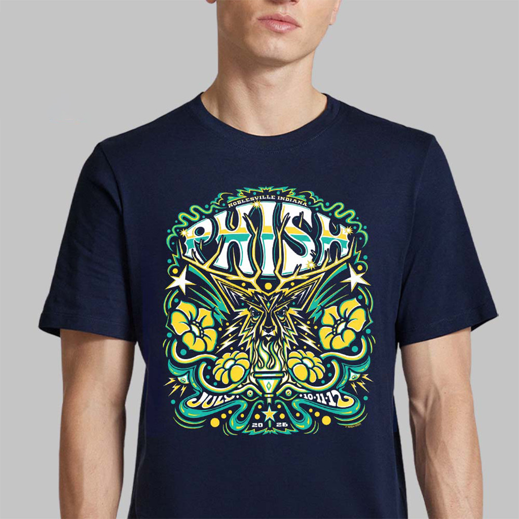 Phish Noblesville Indiana 2026 Event Navy T-Shirt Phish Merch Best Gifts For Rock Fans