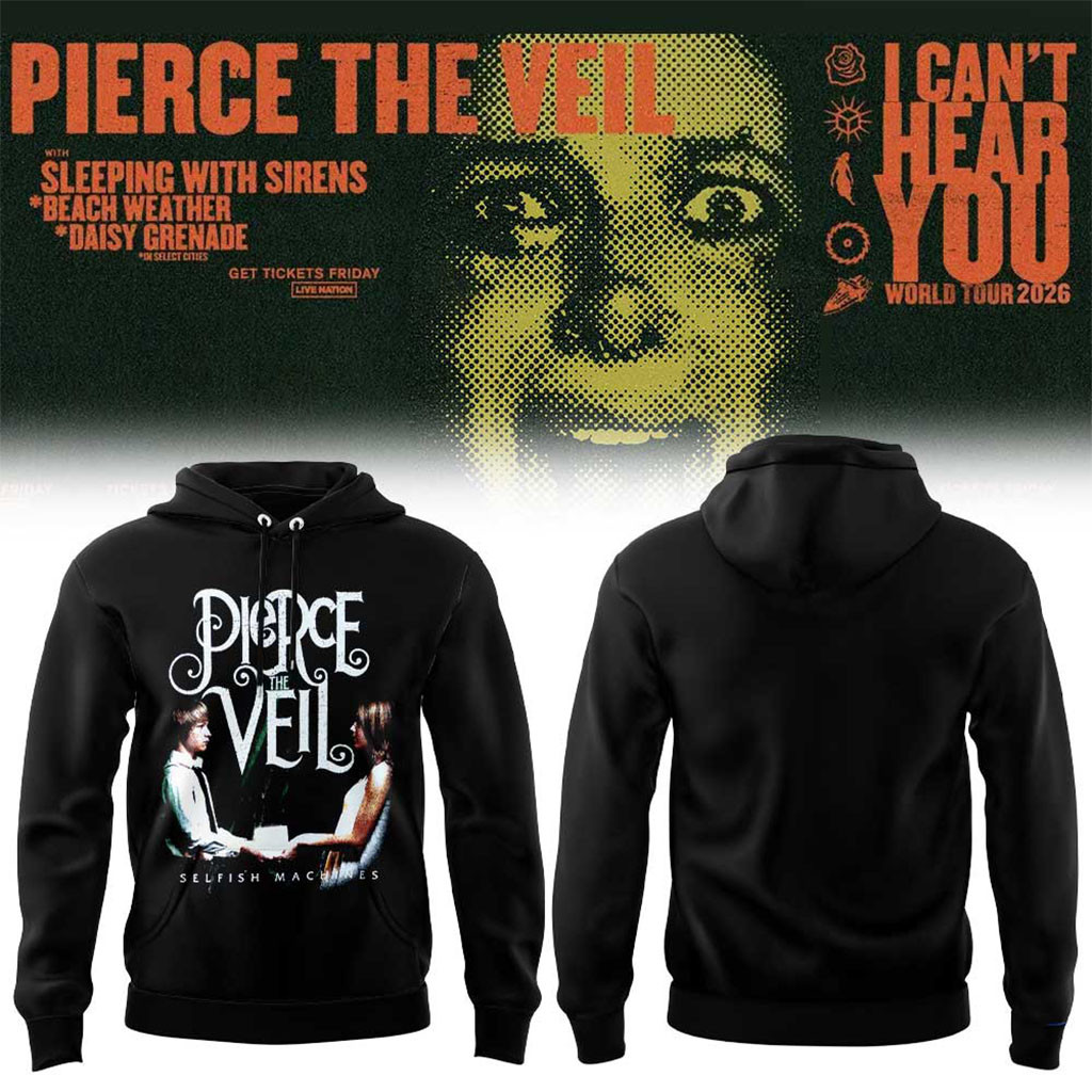 Pierce The Veil Merch I Can't Hear You World Tour Australia 2026 Hoodie Music Fan Clothes Black