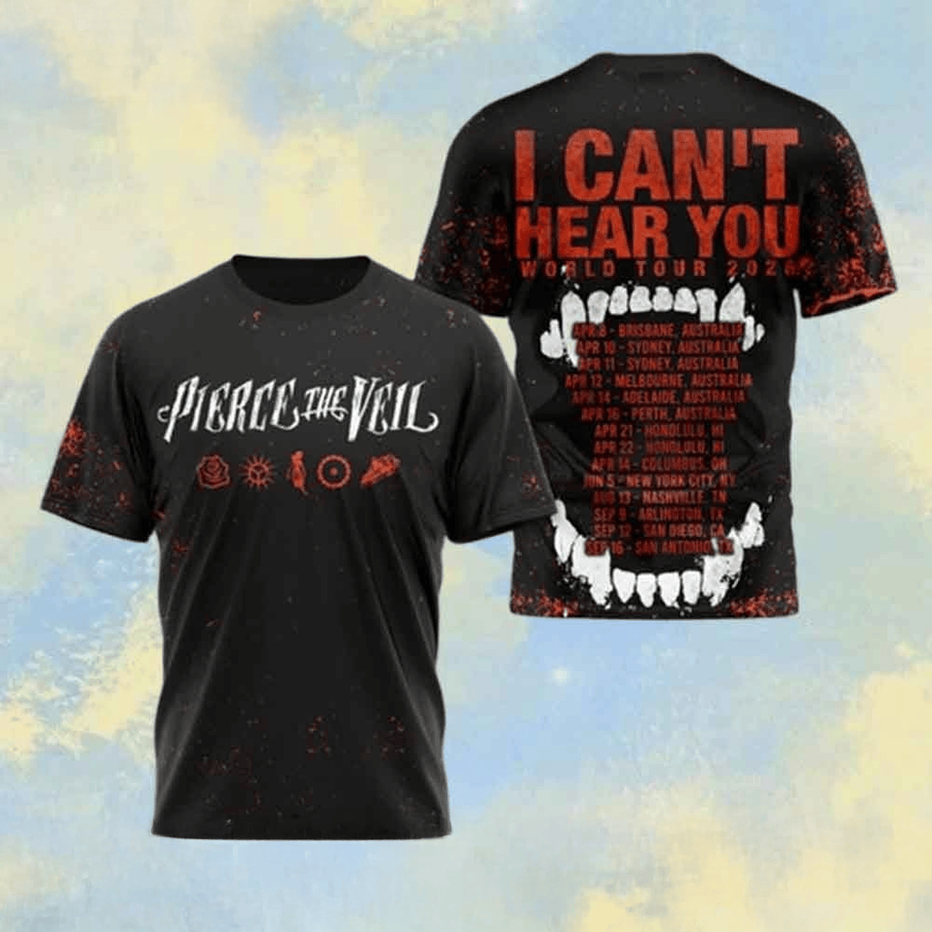 Pierce The Veil World Tour Cant Hear You Concert T-Shirt Pierce The Veil Merch Rock Lovers Gifts