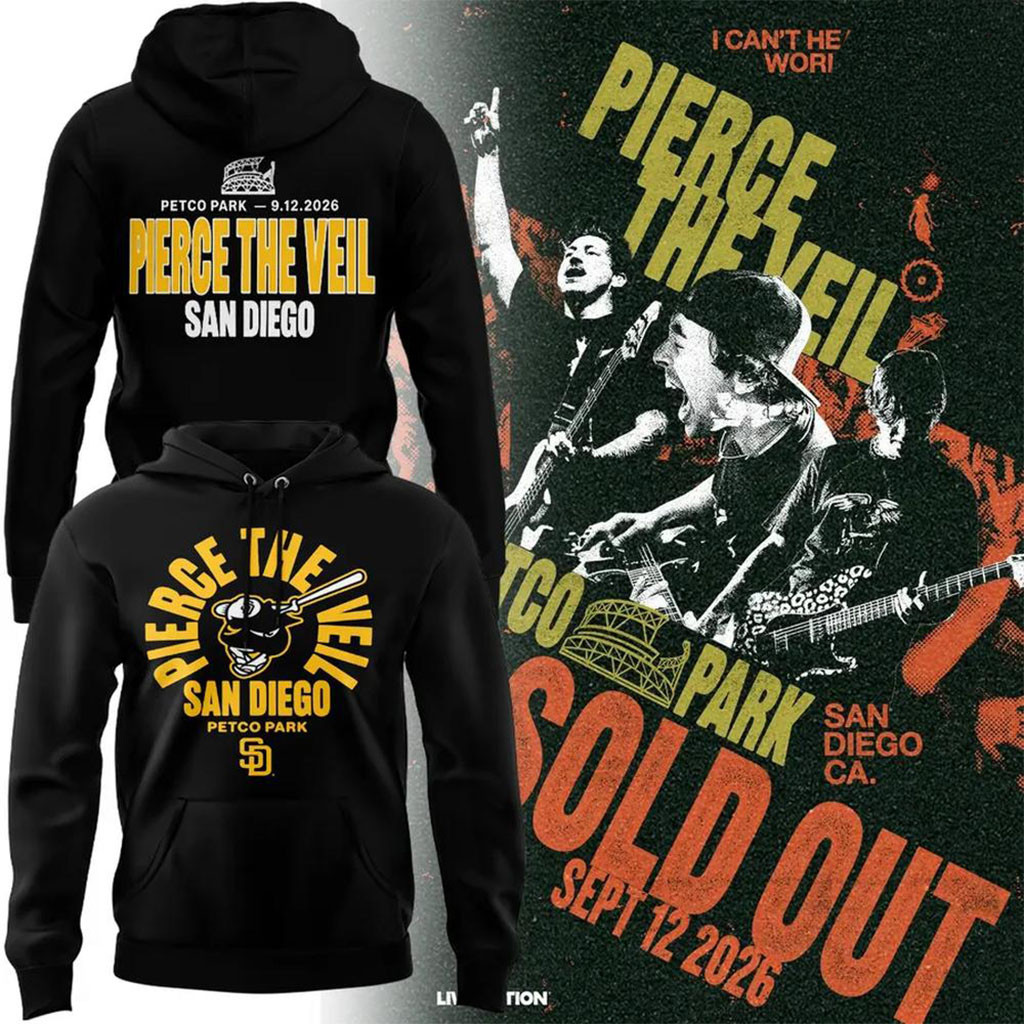 Pierce The Veil X San Diego Padres 2026 Petco Park Graphic Hoodie Pierce The Veil Tour Merch