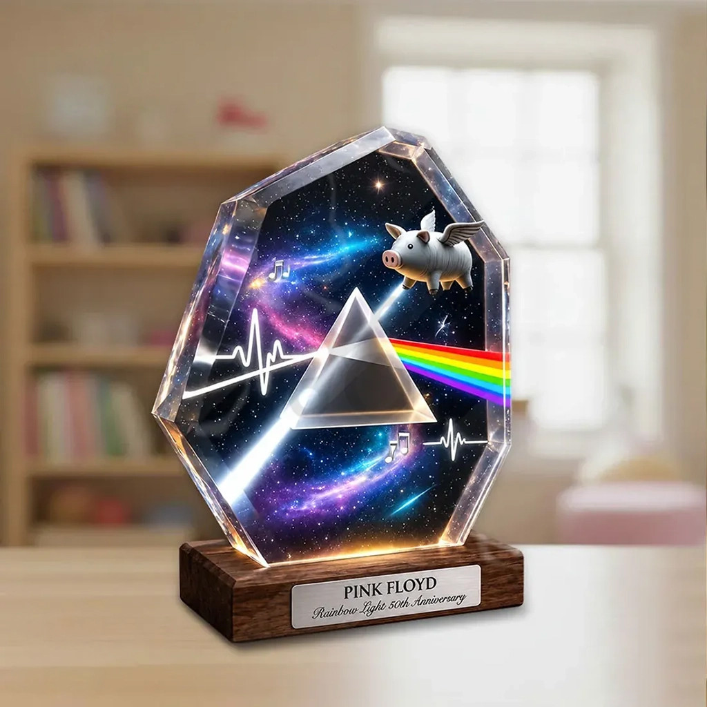 Pink Floyd 50th Anniversary Acrylic Plaque Pink Floyd Merch Rock Lover Desk Decor
