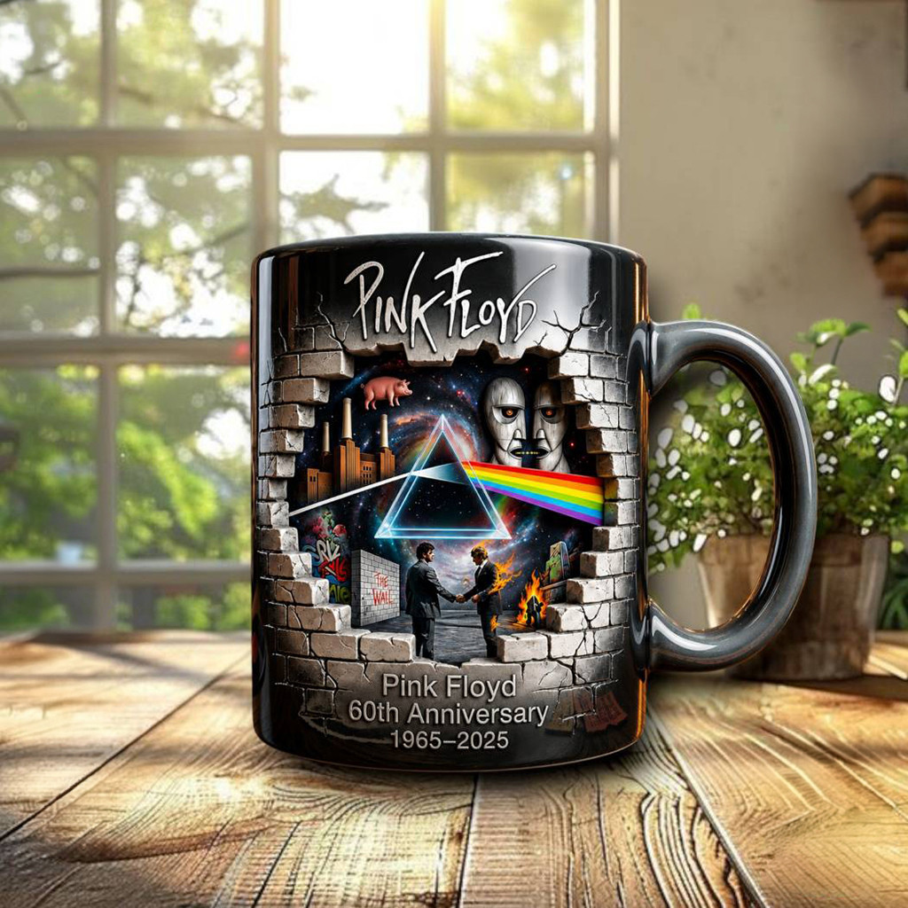 Pink Floyd 60 Years of Music Anniversary Mug Pink Floyd Merch Fathers Day Gifts For Husband