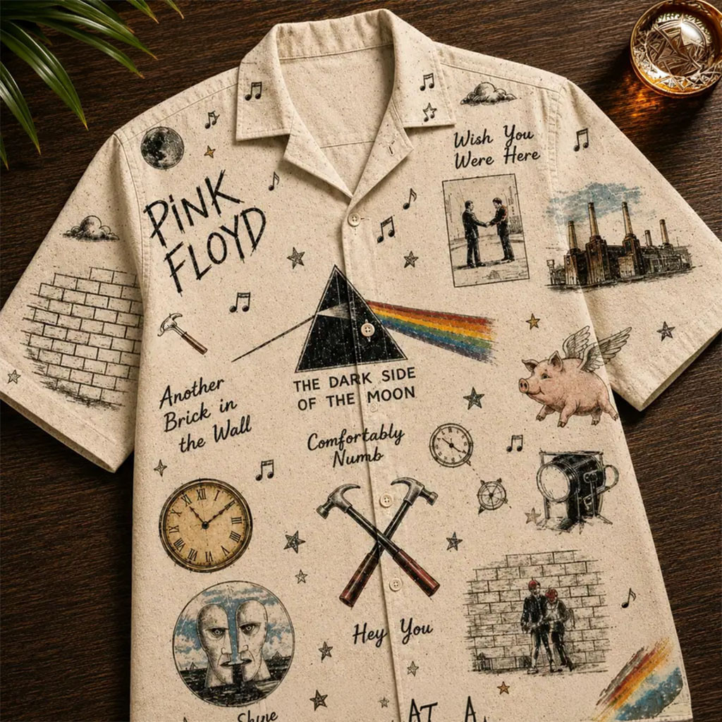 Pink Floyd Albums Vintage Hawaiian Shirt Pink Floyd Merch Best Gifts For Rock Fans