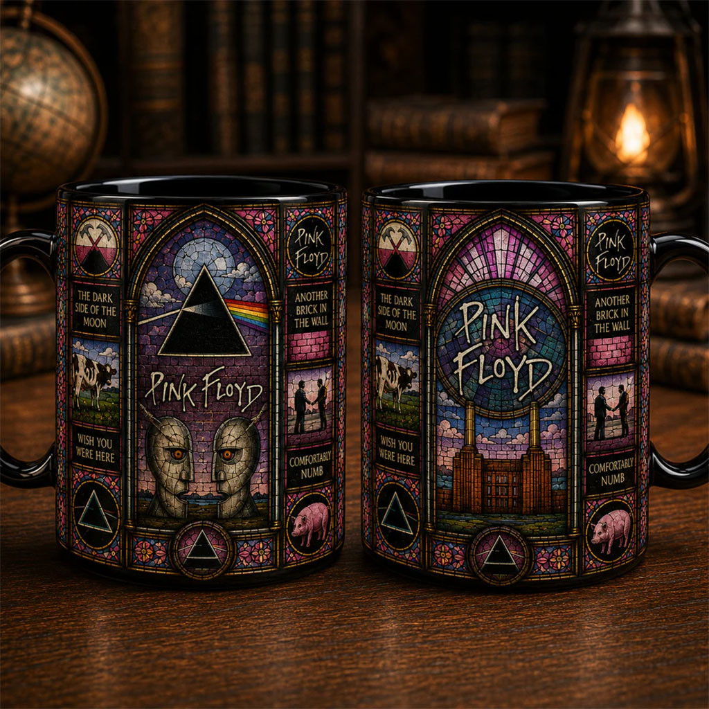 Pink Floyd Dark Side Of The Moon Stained Glass Accent Mug Pink Floyd Merch Gift For Band Fans
