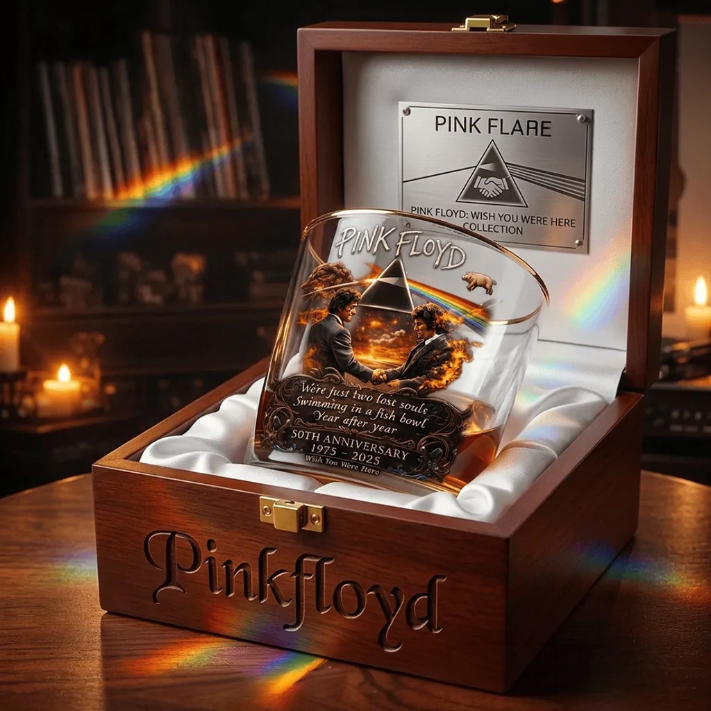 Pink Floyd Wish You Were Here 50th Anniversary Whiskey Glass Pink Floyd Merch Gift For Fan