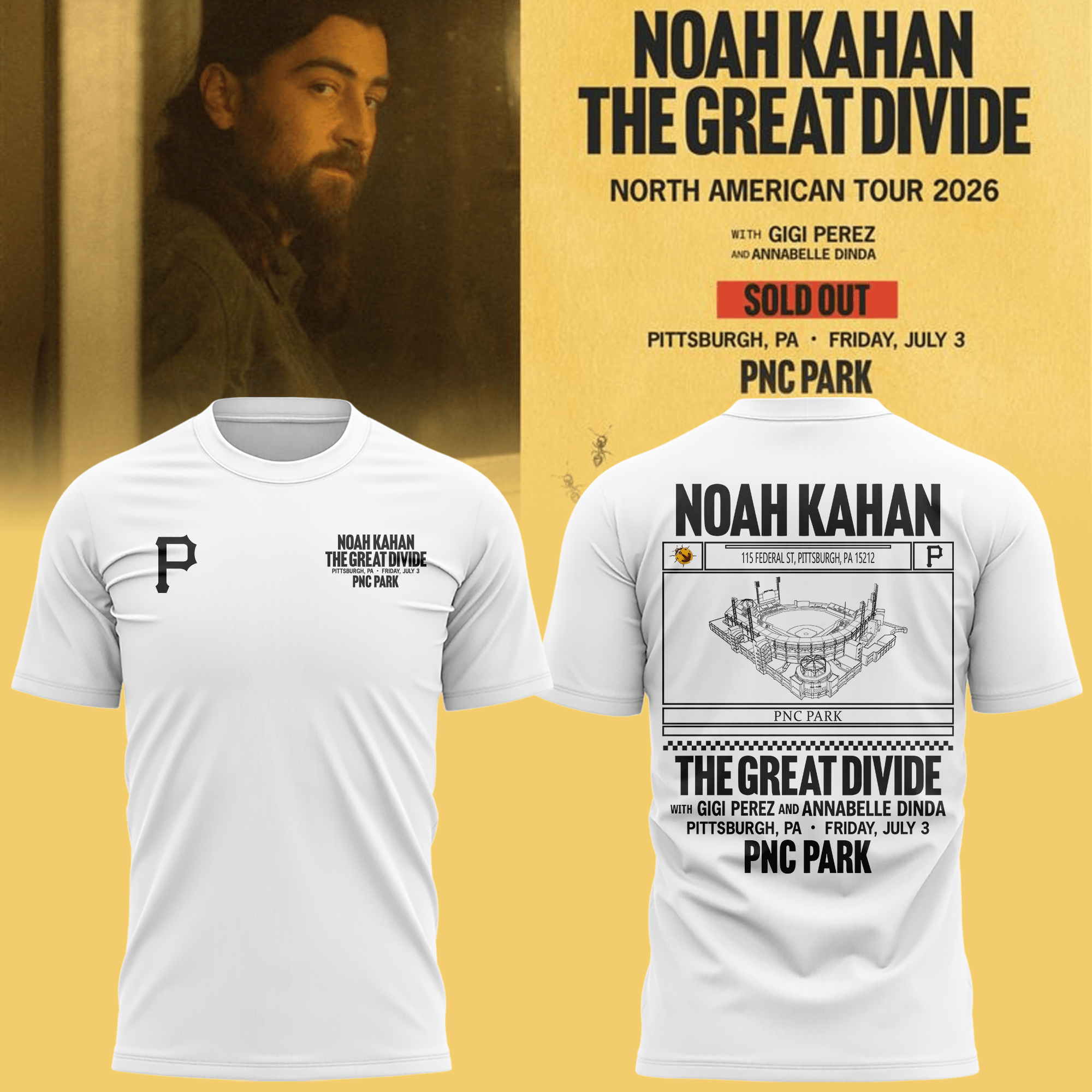 Pittsburgh Pirates X Noah Kahan White T-Shirt 2026 T Noah Kahan Merch Gift For Music Fans
