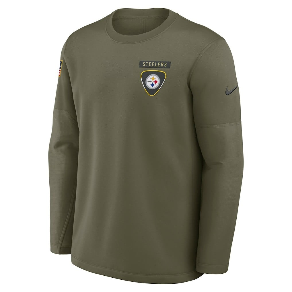 Pittsburgh Steelers 2025 Salute to Service Sideline Coaches Therma-FIT Long Sleeve Shirt - Olive - Image 2