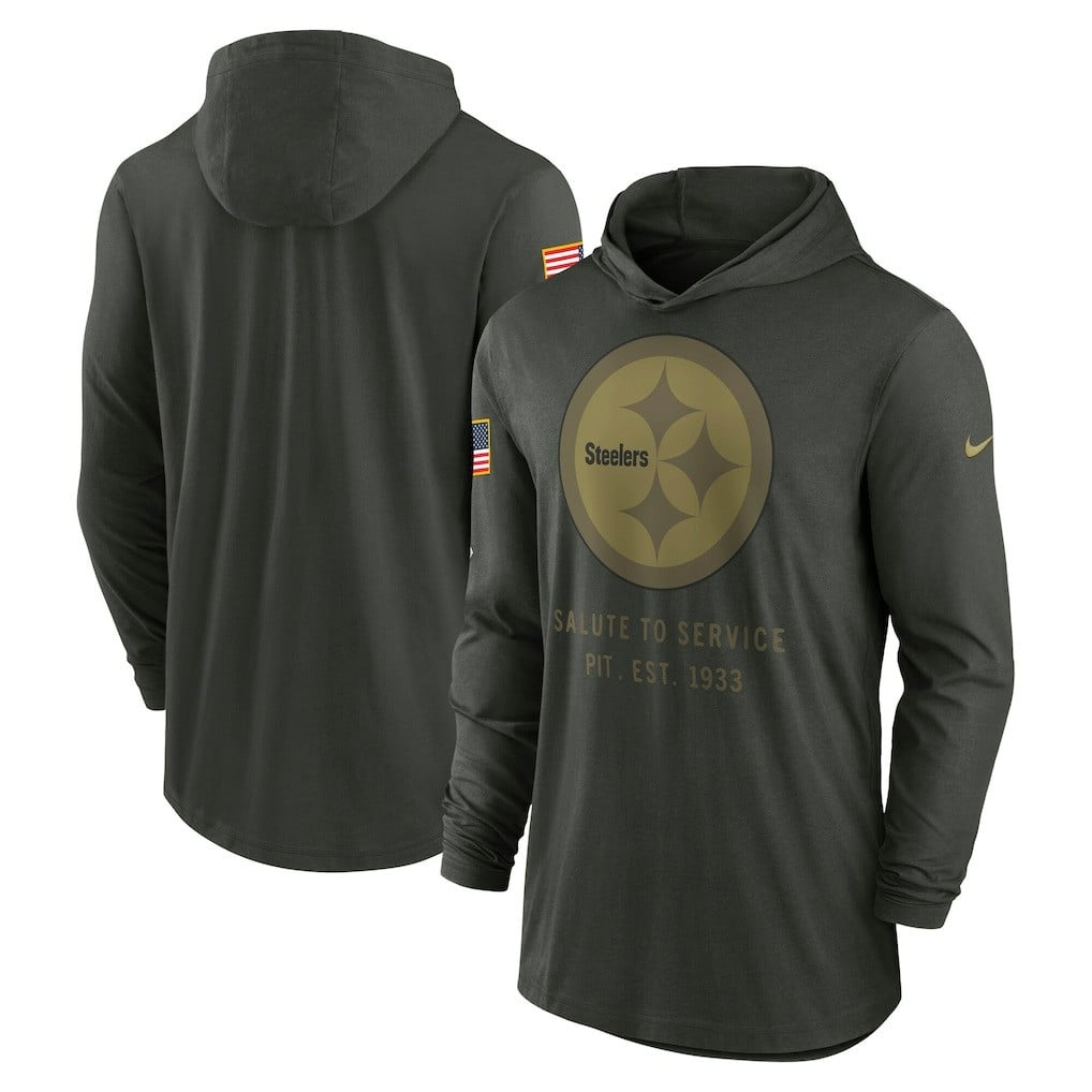 Pittsburgh Steelers 2025 Salute to Service Sideline Dri-FIT Lightweight Hooded Pullover - Forest Green