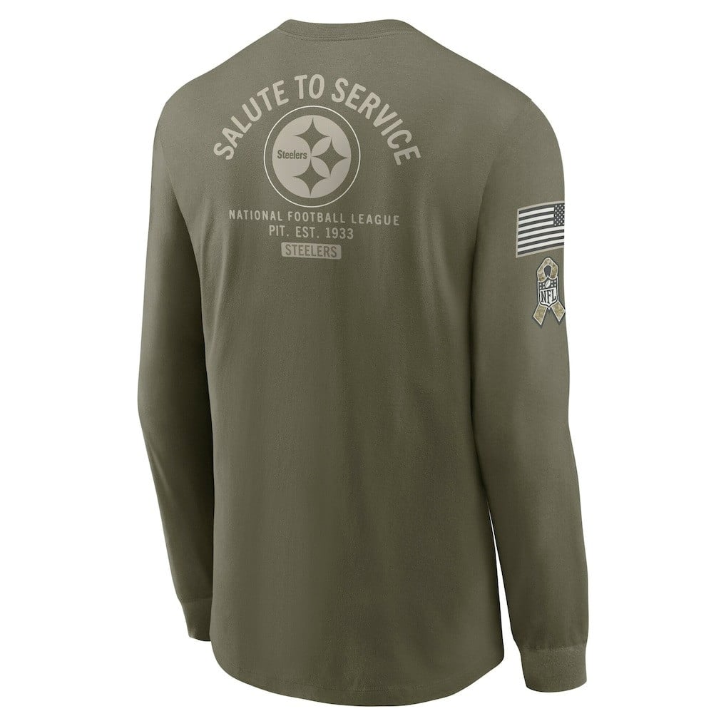 Pittsburgh Steelers 2025 Salute to Service Sideline Long Sleeve T-Shirt - Olive - Image 2
