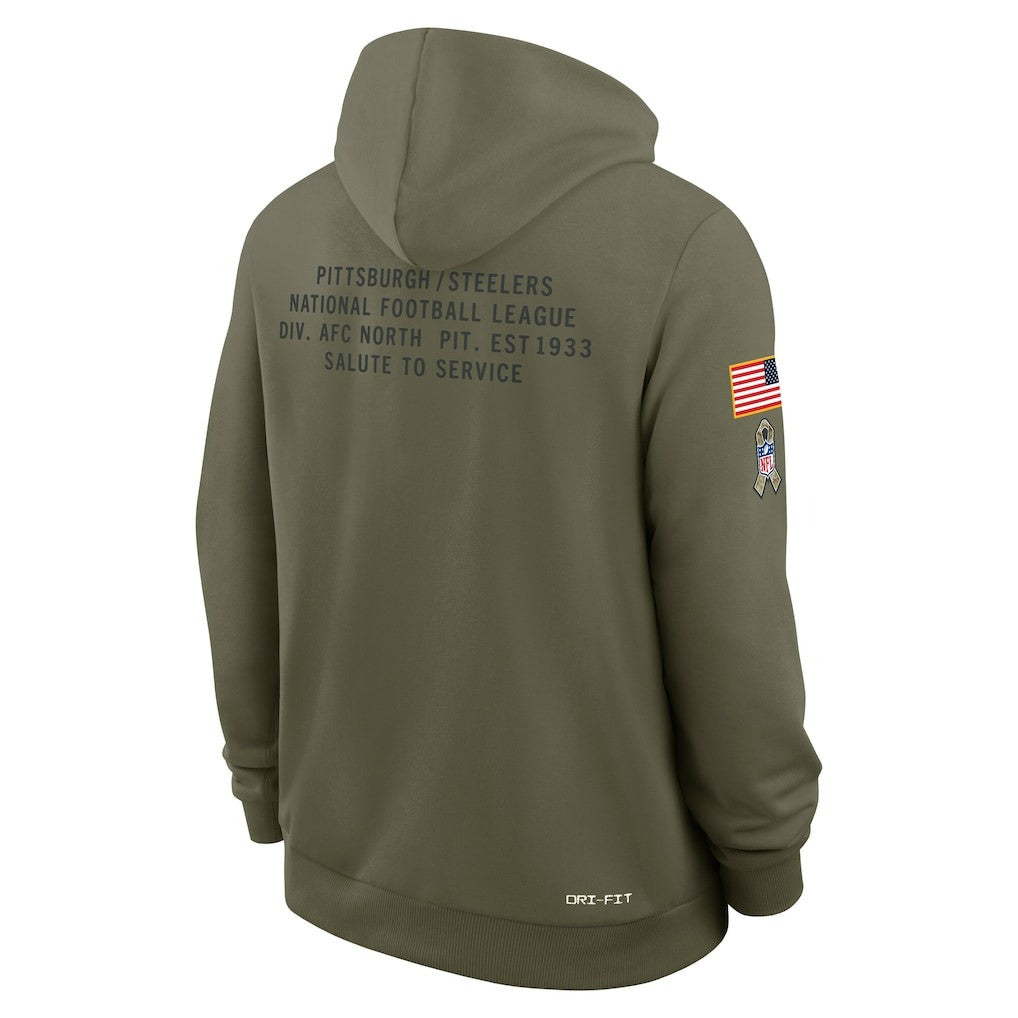 Pittsburgh Steelers 2025 Salute to Service Sideline Standard Issue Dri-FIT Hoodie - Olive - Image 2