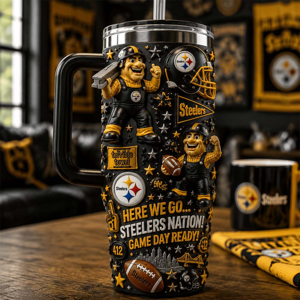 Pittsburgh Steelers Merch Here We Go Steelers Nation Game Day Ready Tumbler Gifts For Him