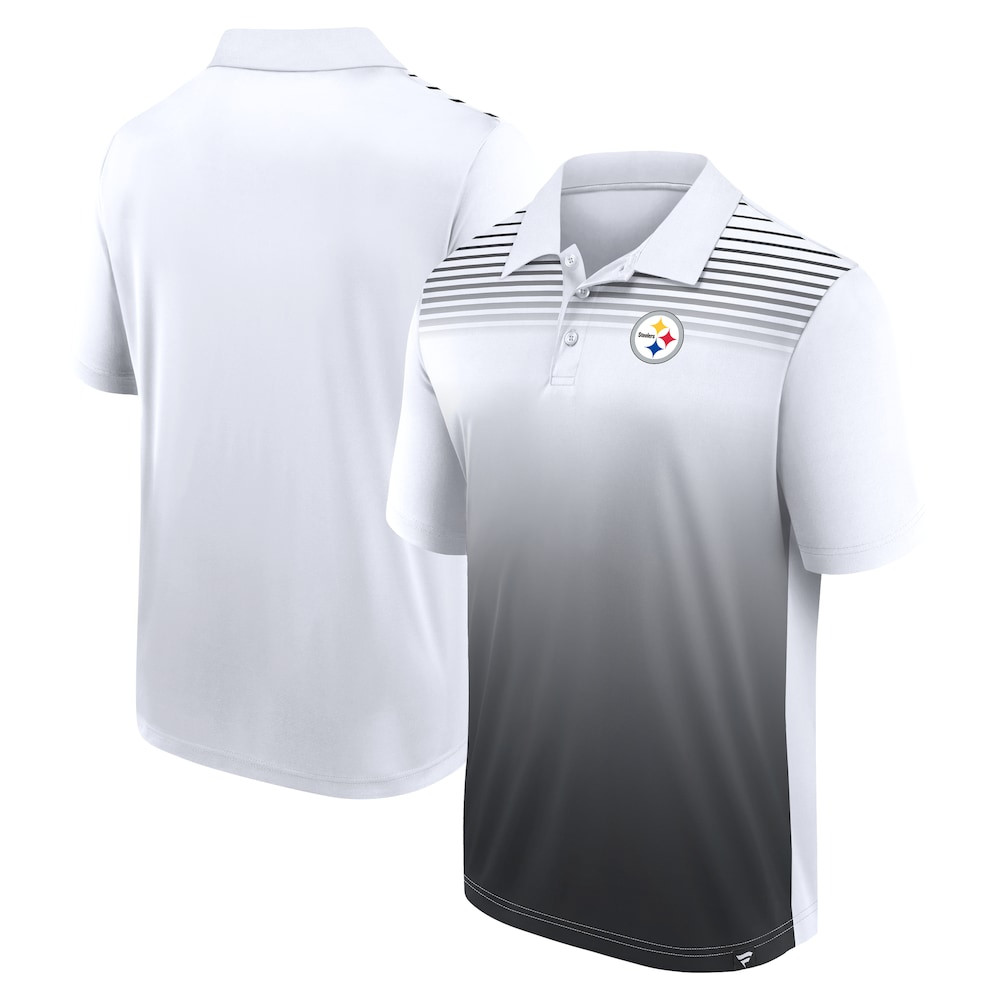 Pittsburgh Steelers Merch - Men's Logo Athletic Sandlot Game Polo, White - Football Fan Gear