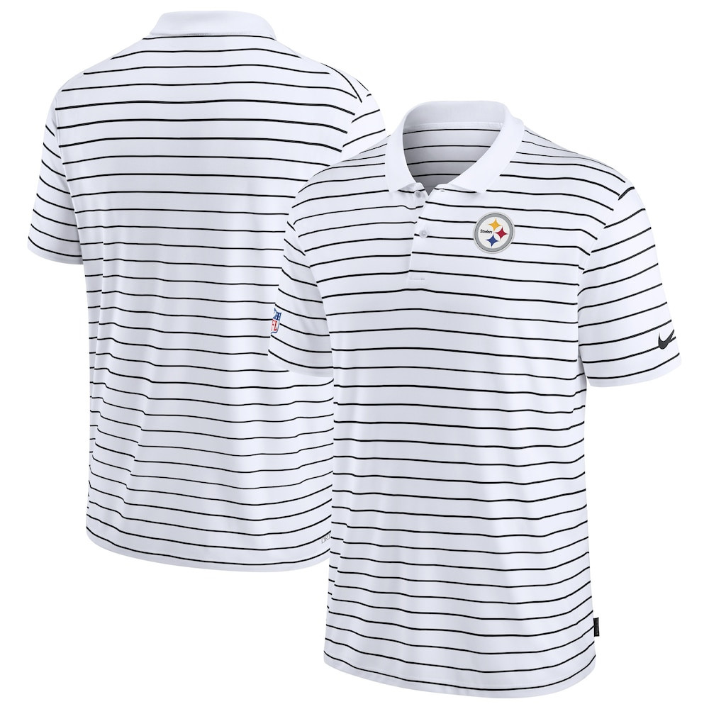 Pittsburgh Steelers Merch - Men's Sideline Lock Up Victory Performance Polo, White - Football Lover Presents