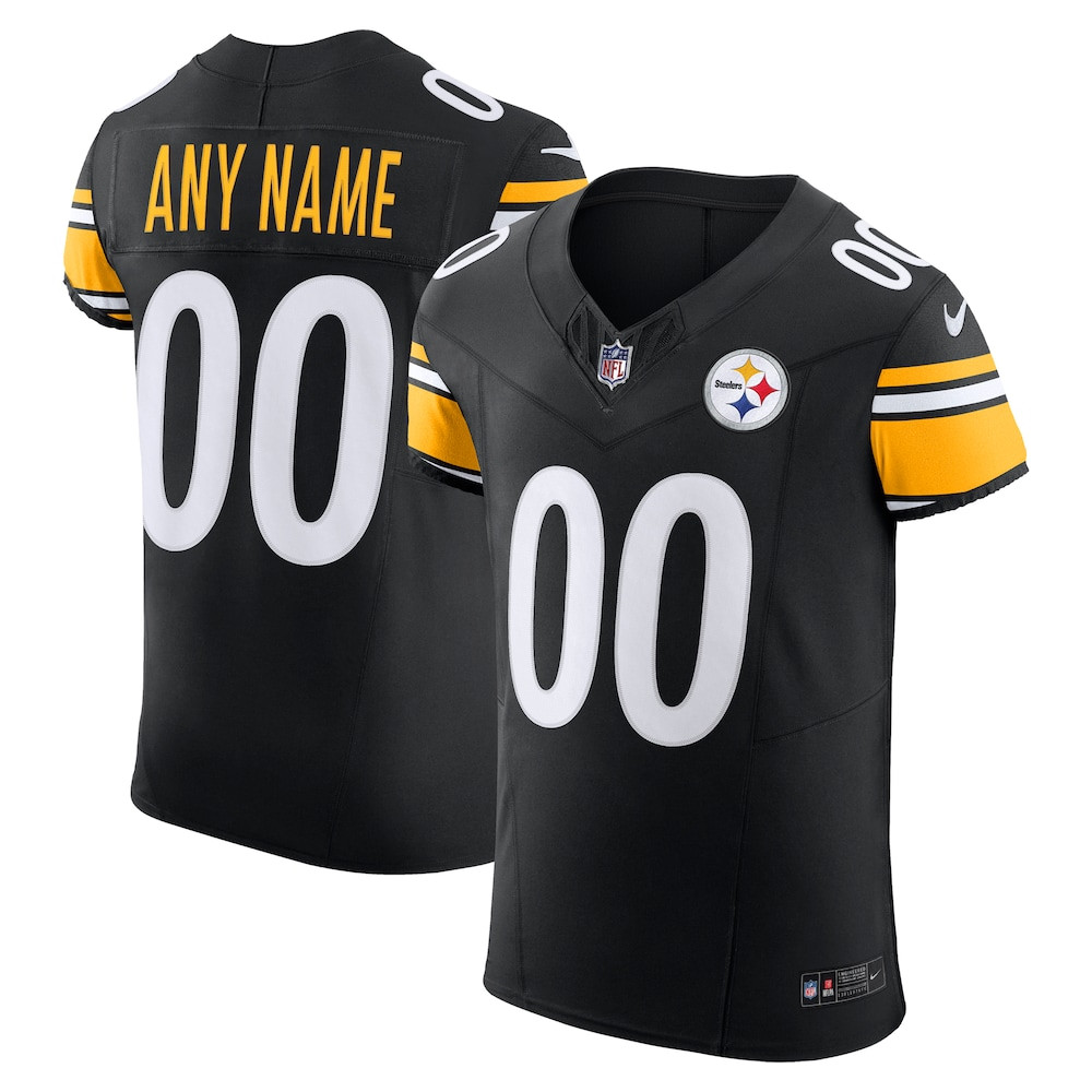 Pittsburgh Steelers Merch - Men's Vapor F.U.S.E. Elite Custom Jersey, Black - American Football Gifts