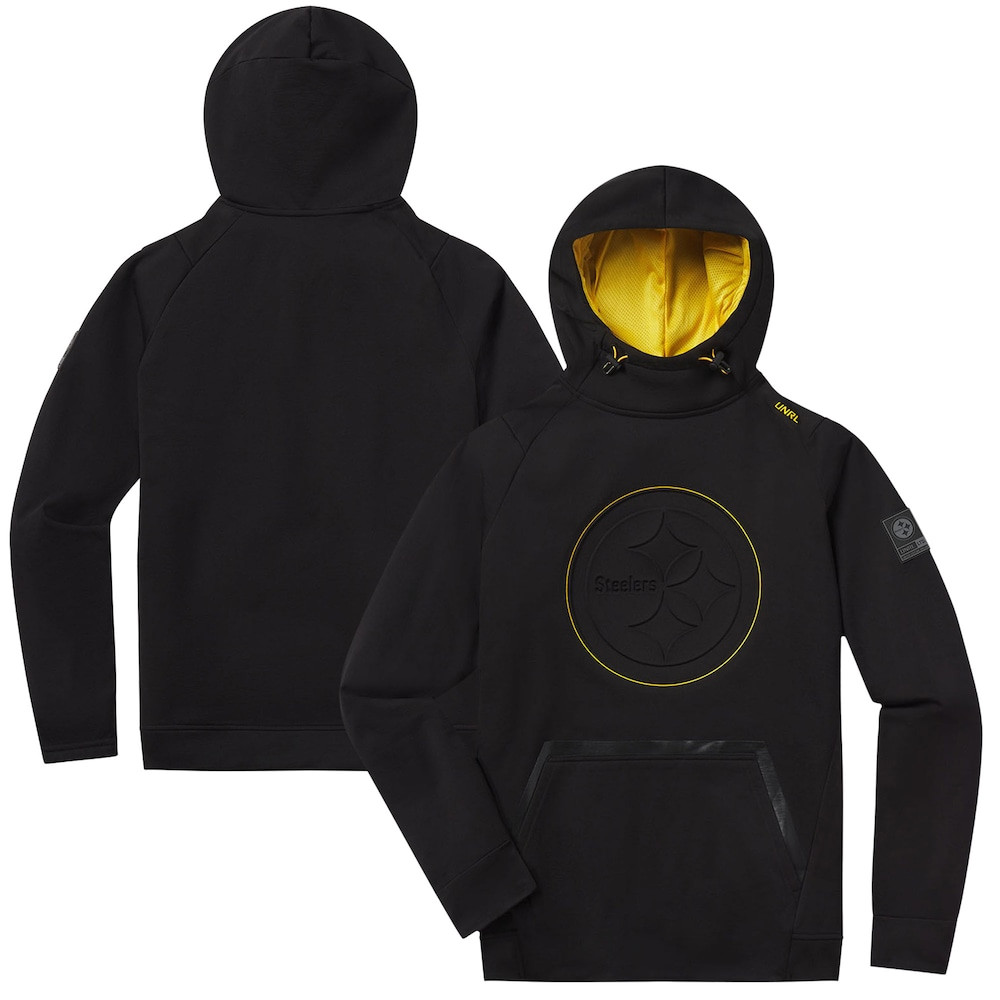 Pittsburgh Steelers Merch - Unisex UNRL x '24 Crossover Pullover Hoodie, Black - Great Football Gifts