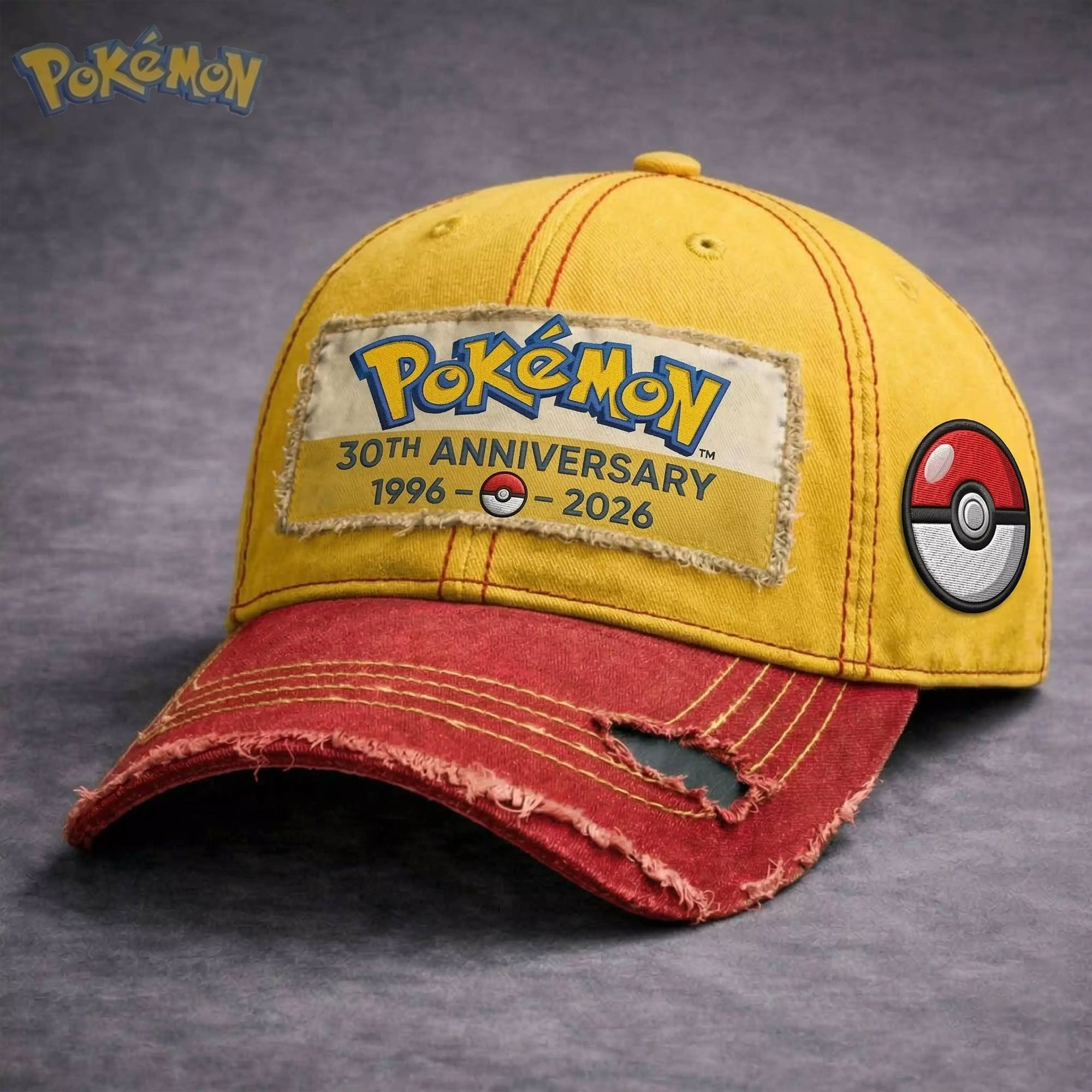 Pokemon 30th Anniversary 1996–2026 Distressed Vintage Cap Pikachu Hat Gifts For Brother