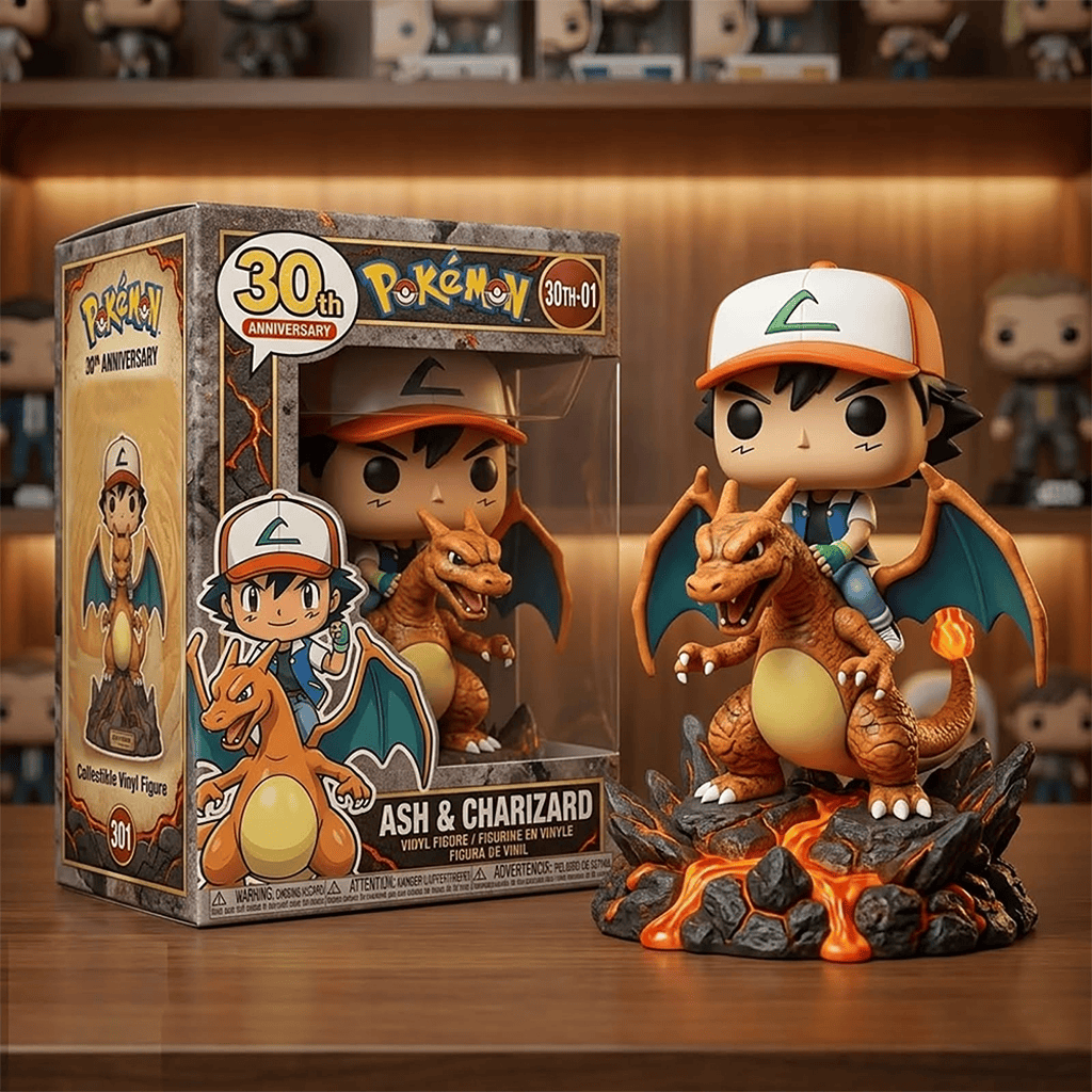 Pokemon 30Th Anniversary Ash And Charizard Pop Figure 2026 Pokemon Merch Gifts For Him