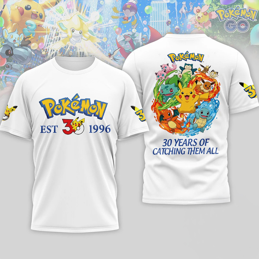 Pokemon 30th Anniversary EST 1996 Catching Them All T-Shirt Pokemon Merch Gifts For Husband