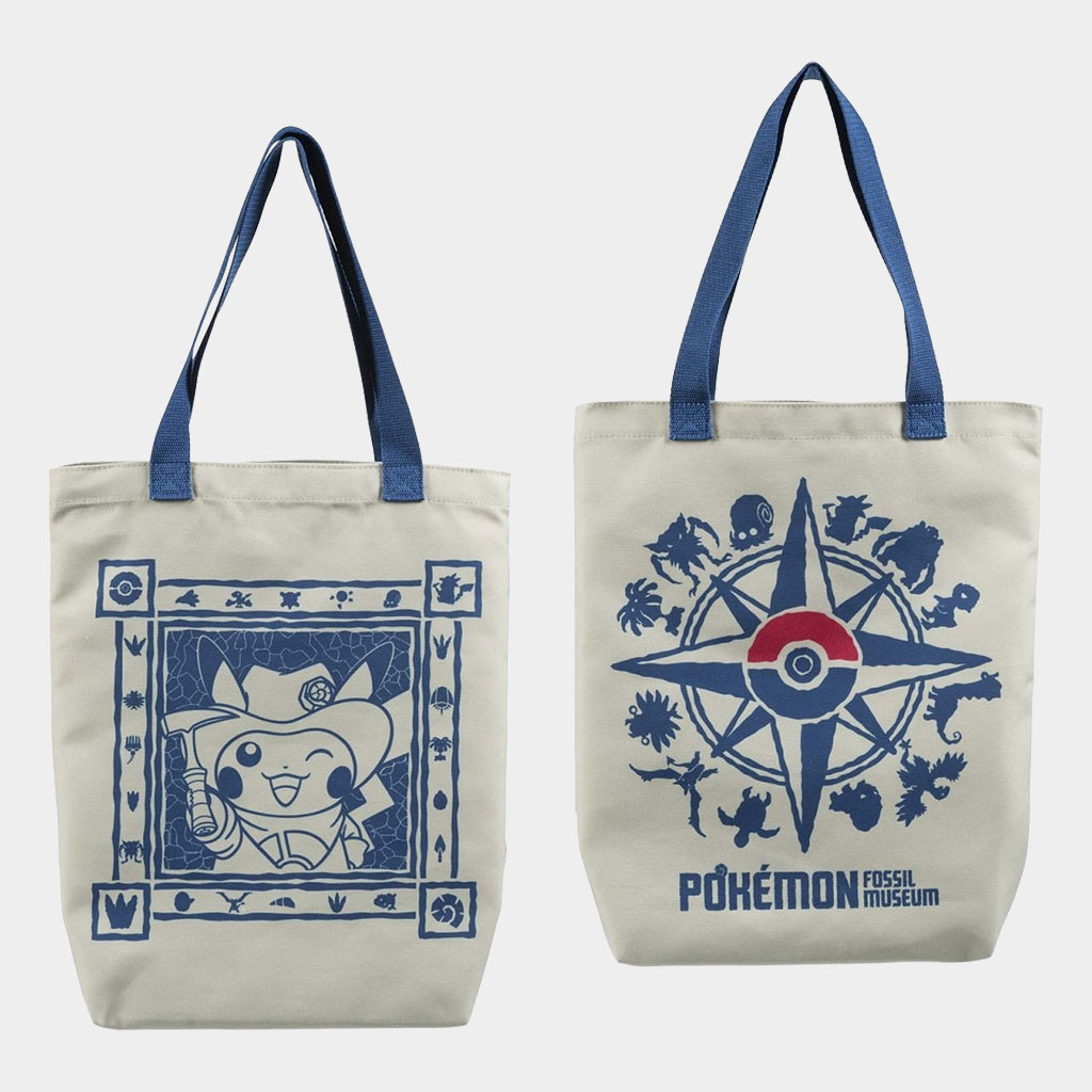 Pokemon Fossil Museum Merch 2026 Excavator Pikachu And Compass Logo Tote Bag Gifts For BFF