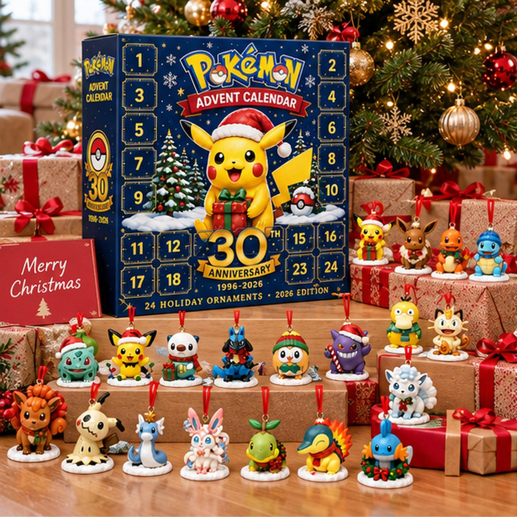 Pokemon Merch 2026 Pokemon 30th Anniversary Advent Calendar 24 Holiday Ornaments Christmas Gift - Image 3