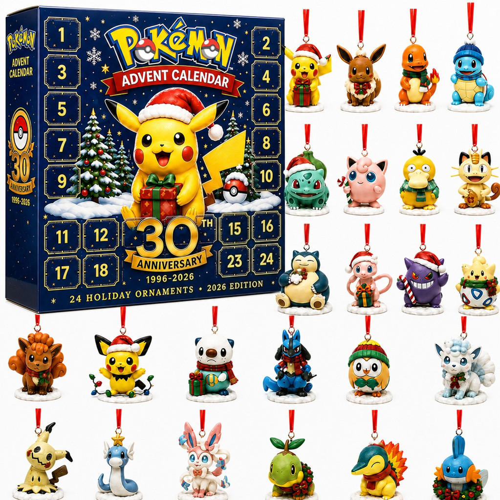 Pokemon Merch 2026 Pokemon 30th Anniversary Advent Calendar 24 Holiday Ornaments Christmas Gift - Image 4