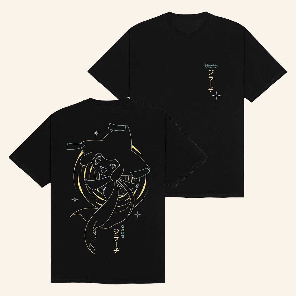 Pokemon Merch Pokemon × Dolly Noire Jirachi Black T-Shirt Christmas Gifts For Husband