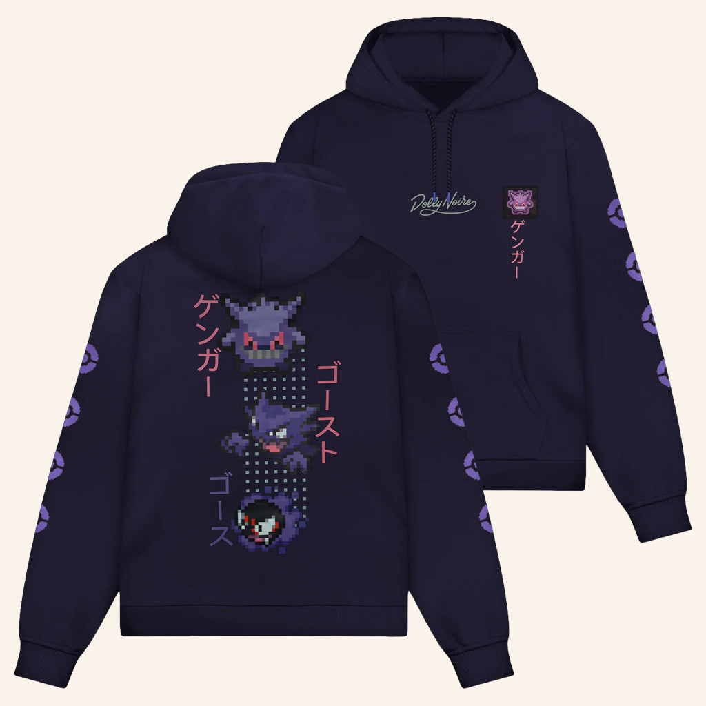 Pokemon Merch Pokemon X Dolly Noire Gengar Evolution Hoodie Best Gifts For Friends