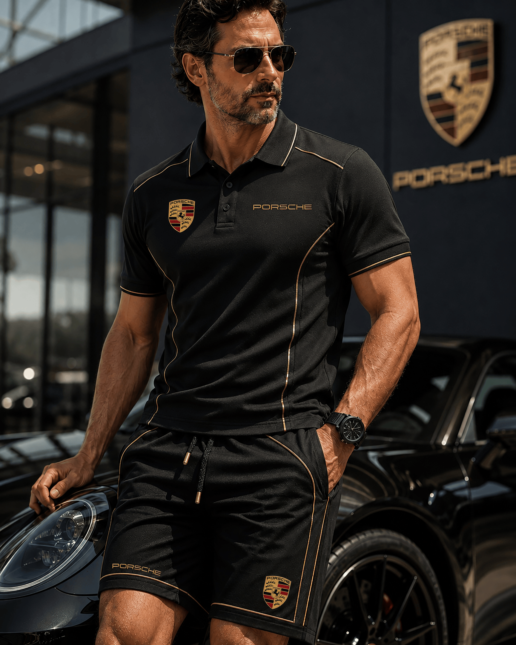 Pors Driven By Dreams 95TH Anniversary Polo Shirt And Shorts Present For Car Lovers