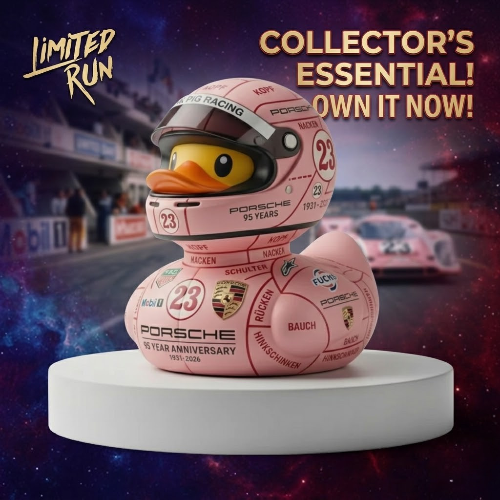 Porsche 95 Year Anniversary Pink Pig Racing No 23 Funko Pop Duck Gifts For Racing Fan