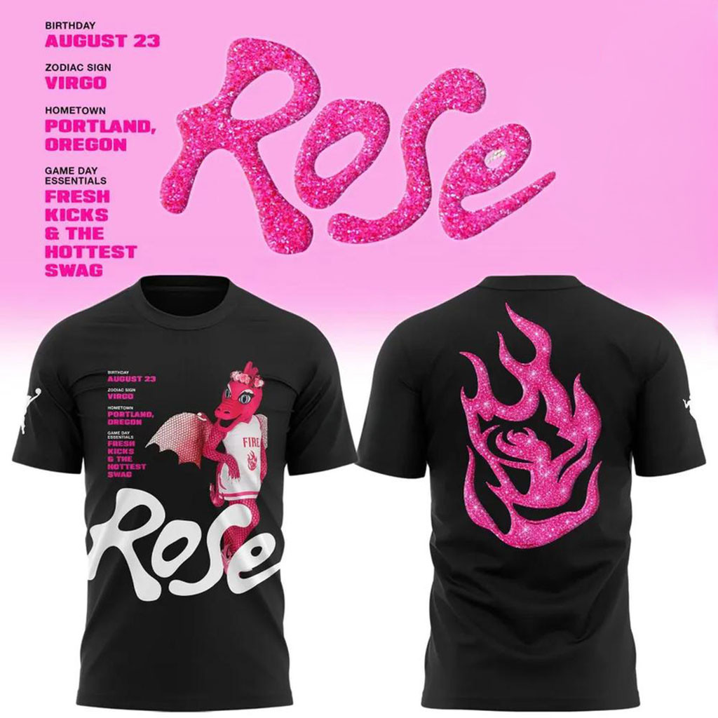 Portland Fire Merch WNBA Rose Mascot Bio Graphic T-Shirt Black Basketball Enthusiast Gifts