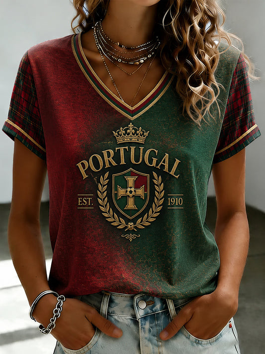 Portugal FIFA World Cup 2026 V-Neck Shirt Game Day Clothing Football Fan Gear Gifts For BFF