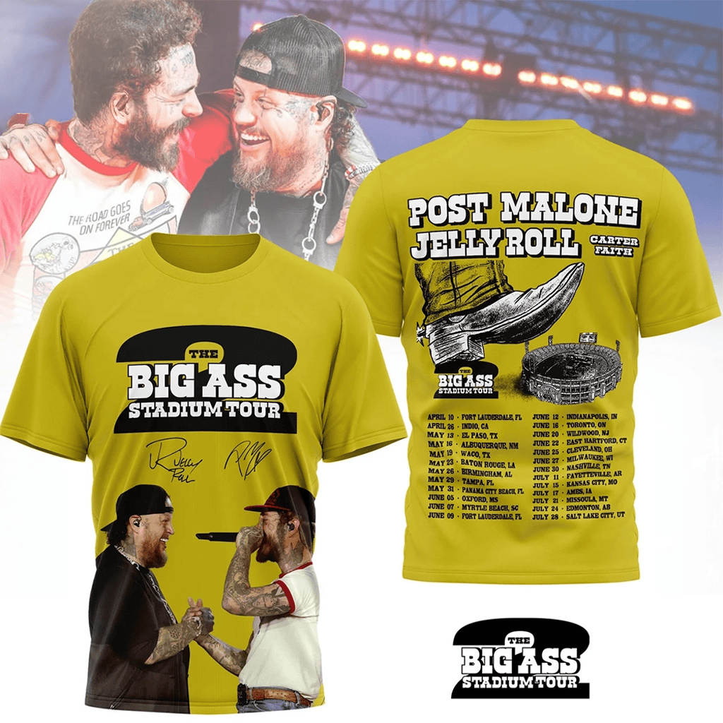 Post Malone And Jelly Roll The Big Ass Stadium Tour 2026 Shirt Gift Ideas For Music Lovers