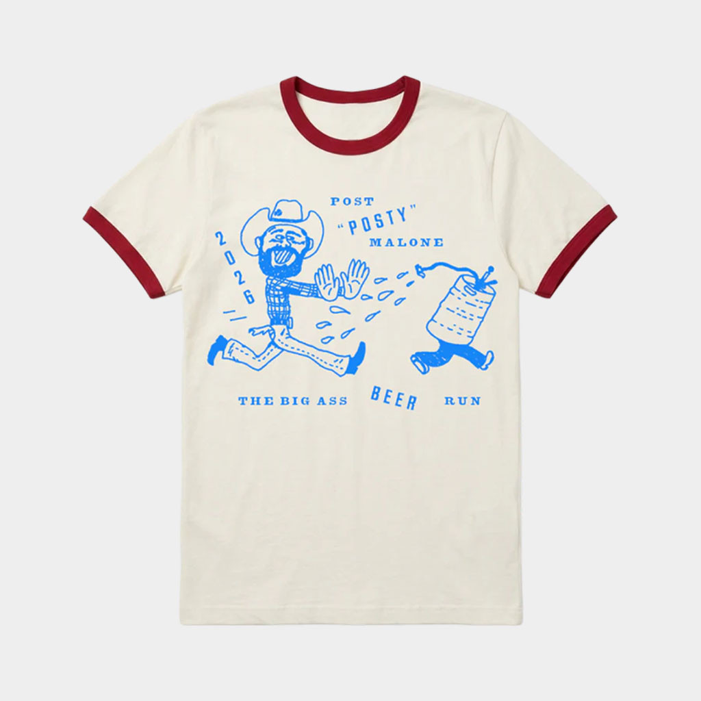 Post Malone Merch 2026 Beer Run Ringer T-Shirt The Big Ass Shirt Gift For Music Lovers