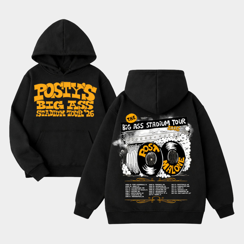 Post Malone Merch 2026 Big Ass Stadium Tour Tire Hoodie Big Ass Stadium Tour Merch Fan Gifts