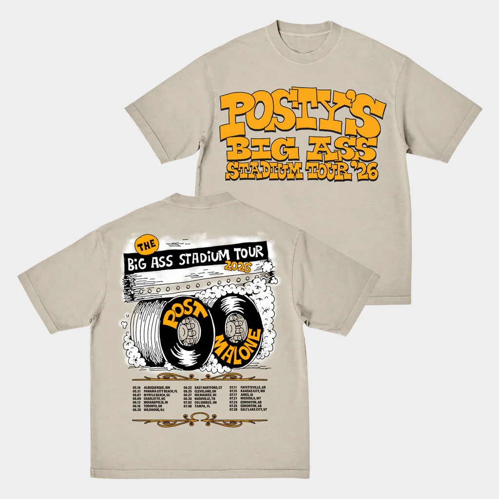 Post Malone Merch 2026 Big Ass Stadium Tour Tire T-Shirt Cool Gifts For Music Lovers