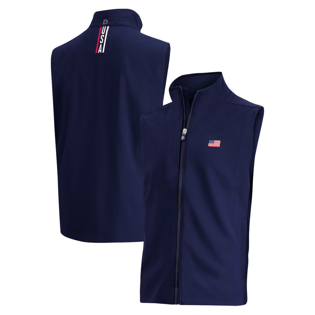 Presidents Cup Merch 2026 B Draddy Navy Team USA Presidents Cup Sleeveless Zip Jacket Fan Gifts