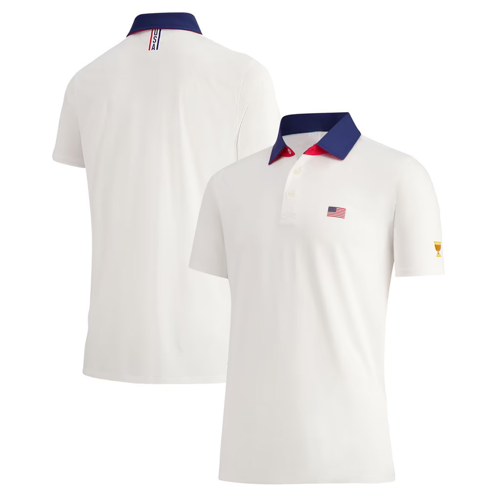 Presidents Cup Merch 2026 B Draddy Team USA Presidents Cup CB Polo Shirt White Golf Lover Gifts
