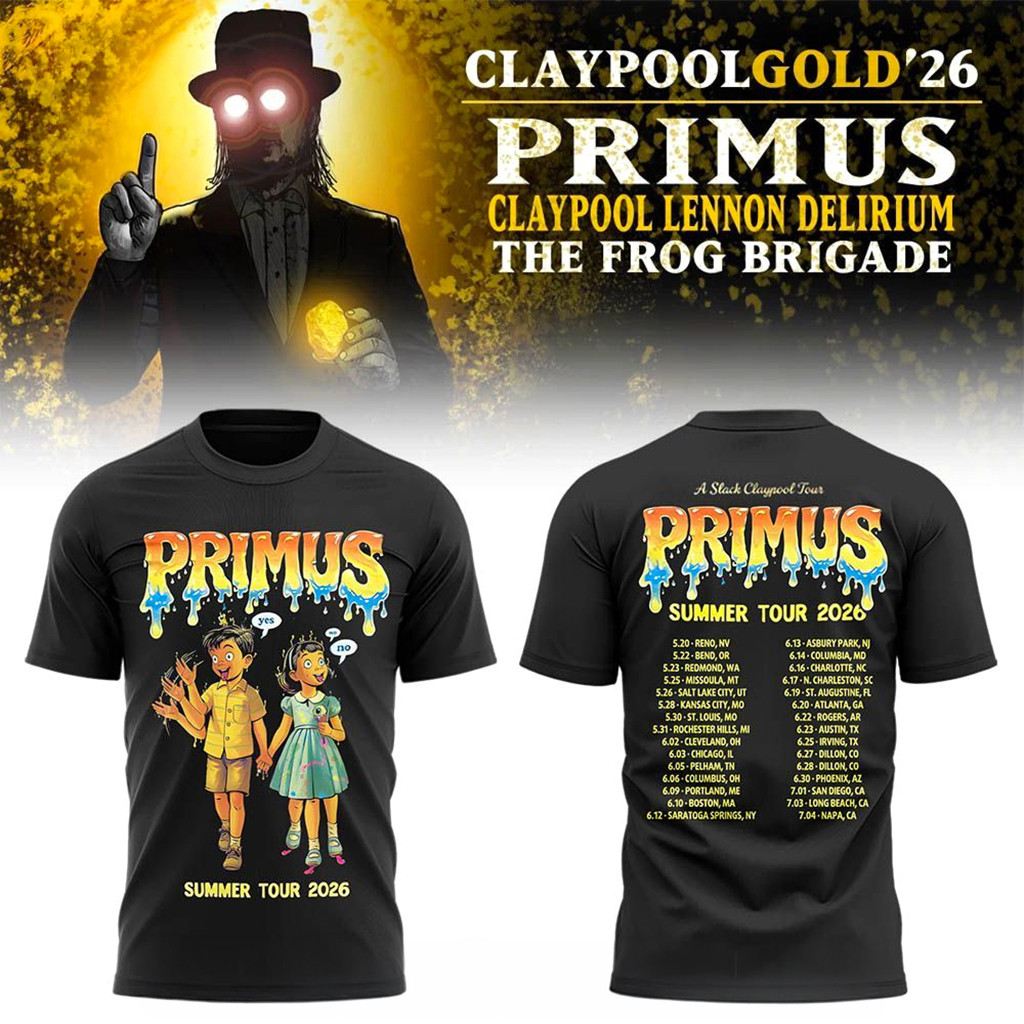 Primus Claypool Gold Tour 2026 T-Shirt Primus Summer Tour Merch Gifts For Rock Band Fans