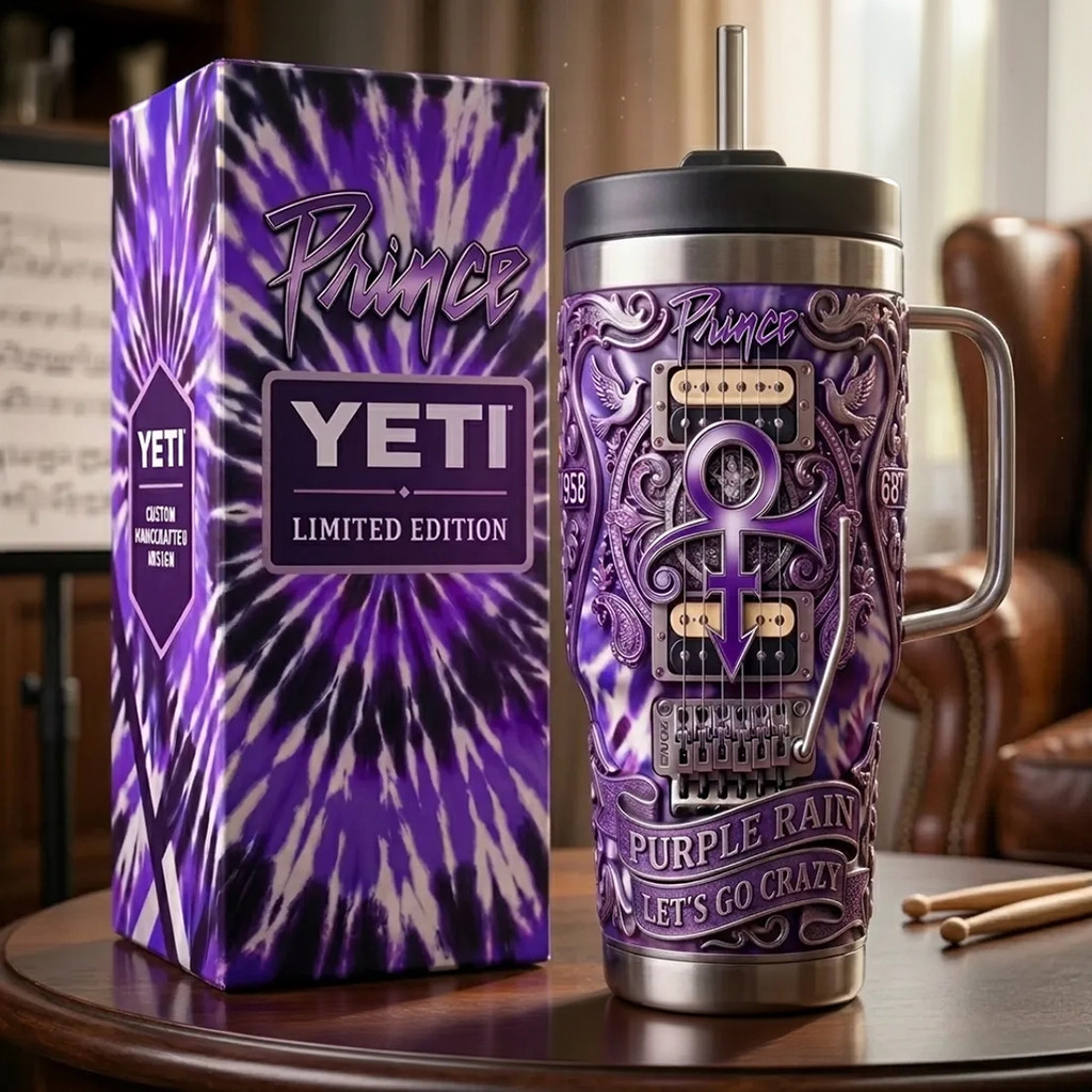 Prince Purple Rain Let's Go Crazy Yeti Tumbler Prince Merch Father's Day Presents For Dad Ideas