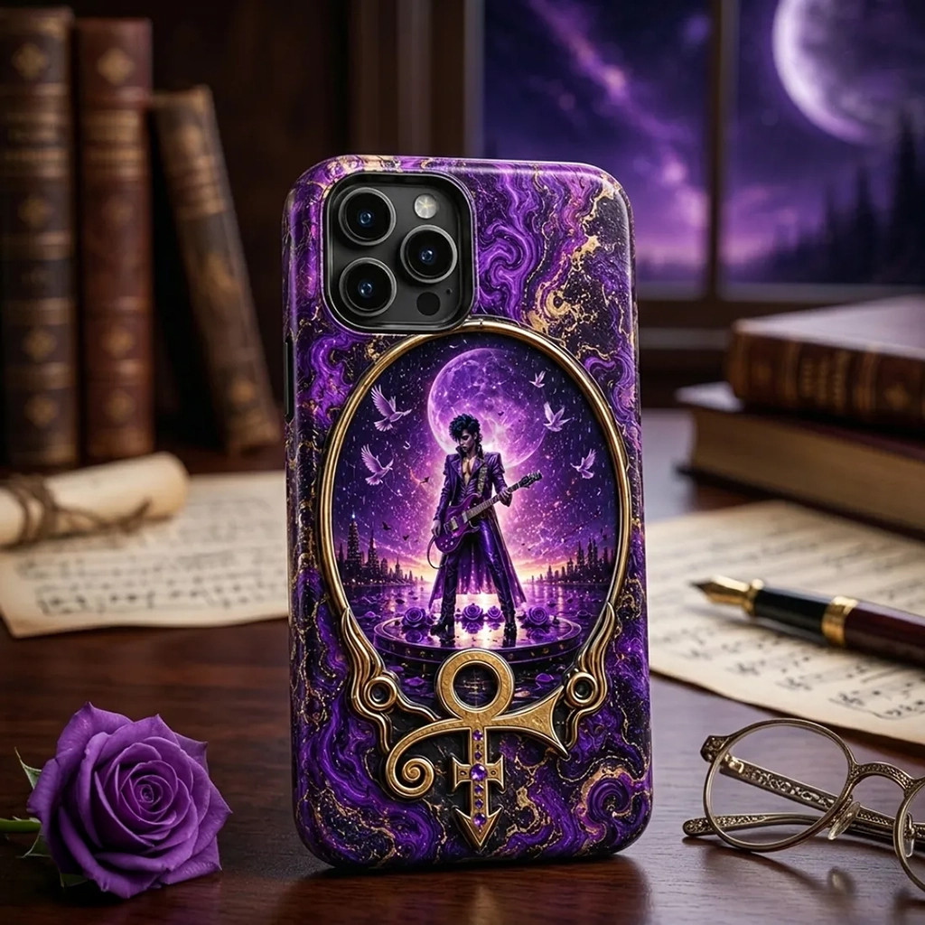 Prince Purple Rain Marble Effect Phone Case Prince Merch Presents For Music Lovers