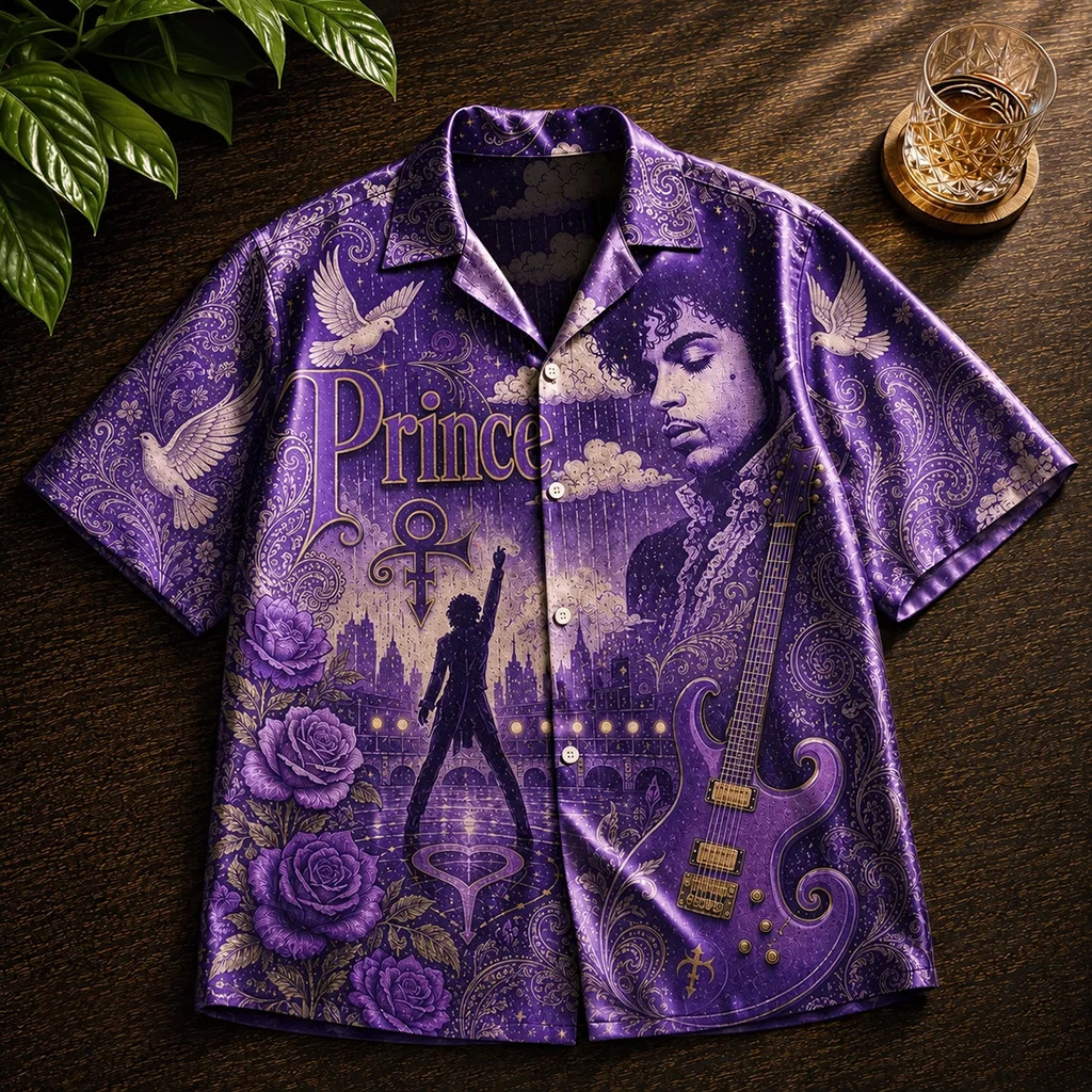 Prince Vintage Purple Hawaiian Shirt Prince Merch Unique Gifts For Music Lovers