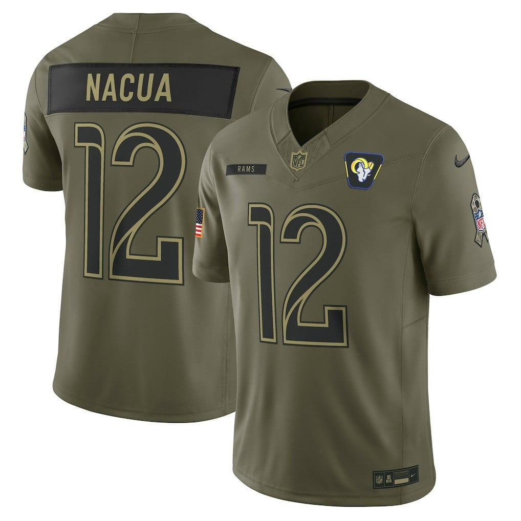 Puka Nacua Los Angeles Rams 2025 Salute to Service Limited Jersey - Olive